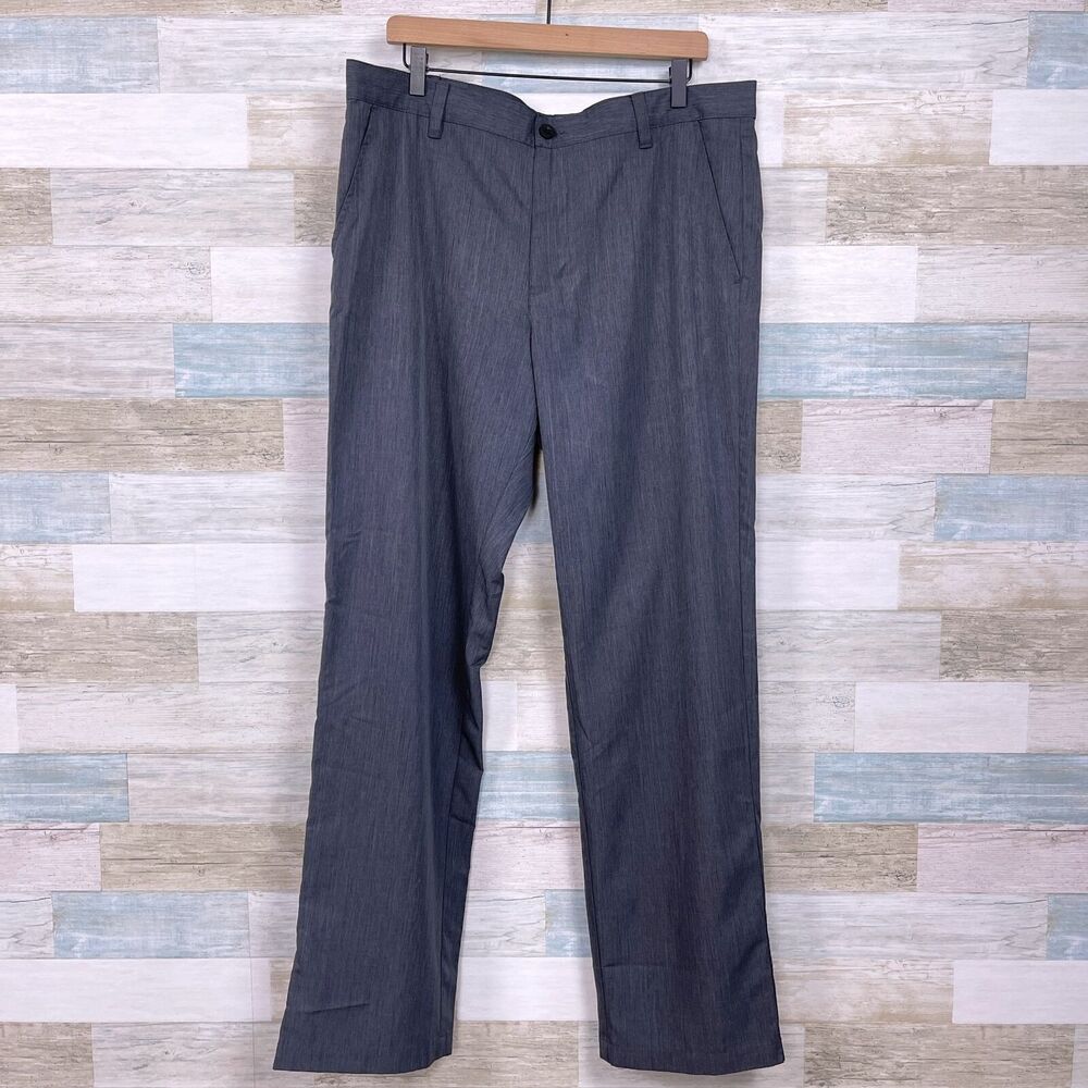 IZOD Golf Flat Front Woven Pants Gray 4 Pocket Lightweight Casual Mens 36